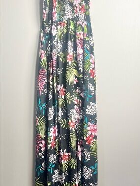 RAVIYA Tropical Cottagecore Maxi Dress, Fairycore Floral, Stretch Bodice. Small